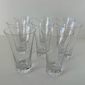 Vintage Fostoria Stockholm crystal thumbprints, 1960s highball glasses set of 8